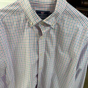Vineyard Vines Long Sleeve Buttown Down Murray Shite- Large- Performance